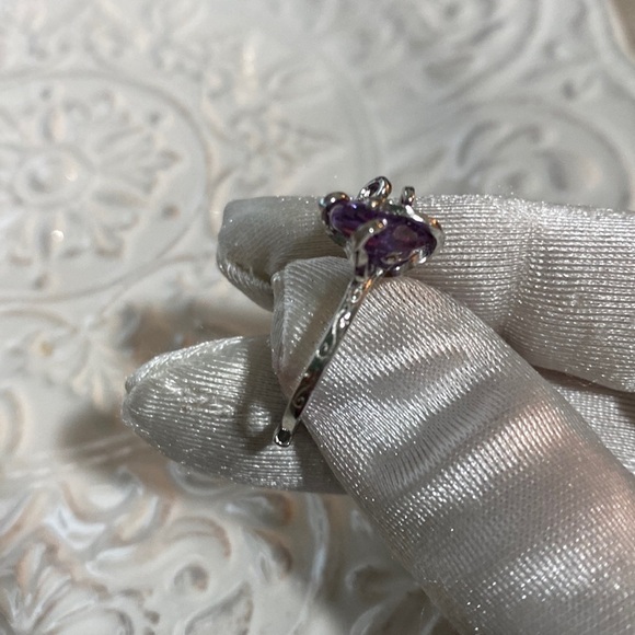 Hand Crafted Amethyst Oval Gemstone Sterling Silver Adjustable Ring Bohemian - Picture 11 of 16